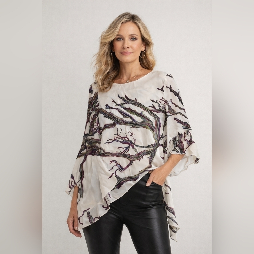 NWT Ala Von Auersperg Silk Kate Blouse in Peconic